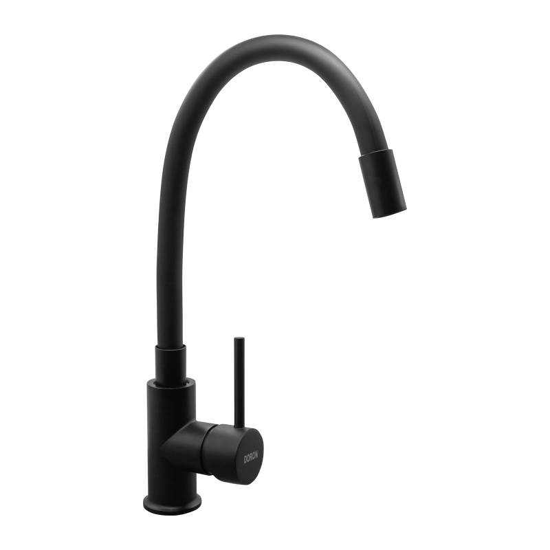 Смеситель  д/кухни DORON DC 2658BLACK-N, шаровый, черный, излив гибкий силиконовый, п/г (1/10)