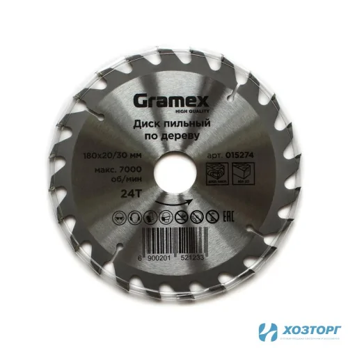 Диск пильный по дереву 180*30/20*24Т GRAMEX (1/50)