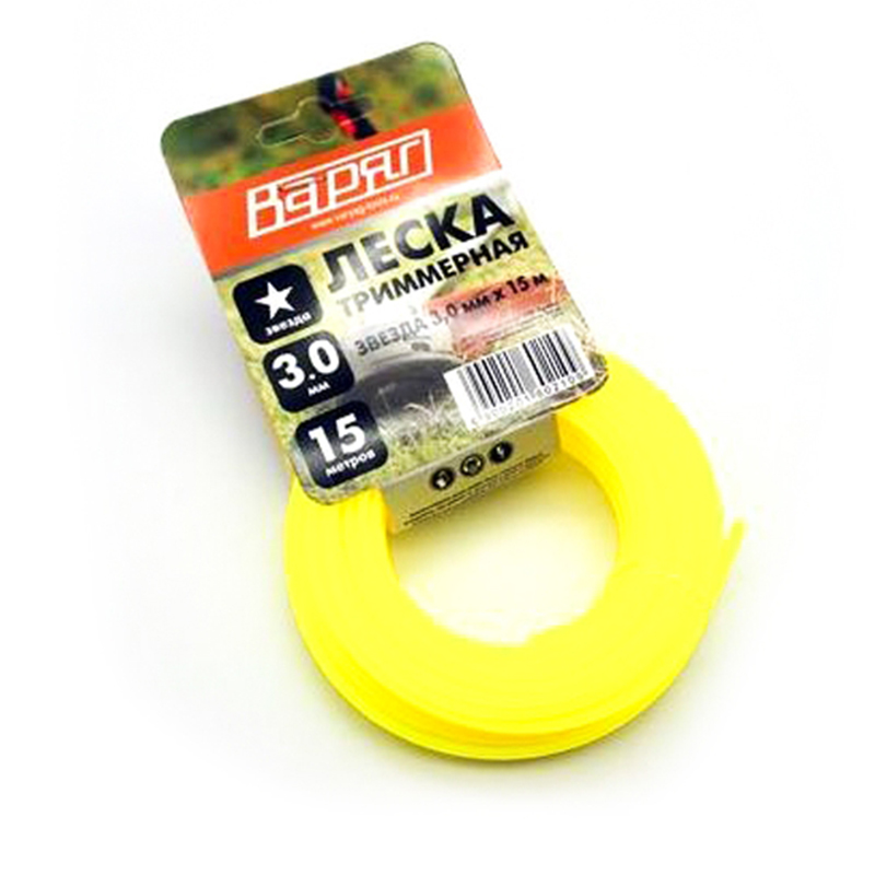 Леска ВАРЯГ 3,0 мм звезда ,желтая ,15 метров (5/200)