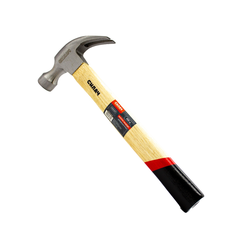 Молоток-гвоздодер 450гр. с деревянной ручкой кованый с магнитным держателем СИЛАЧ (6/48)