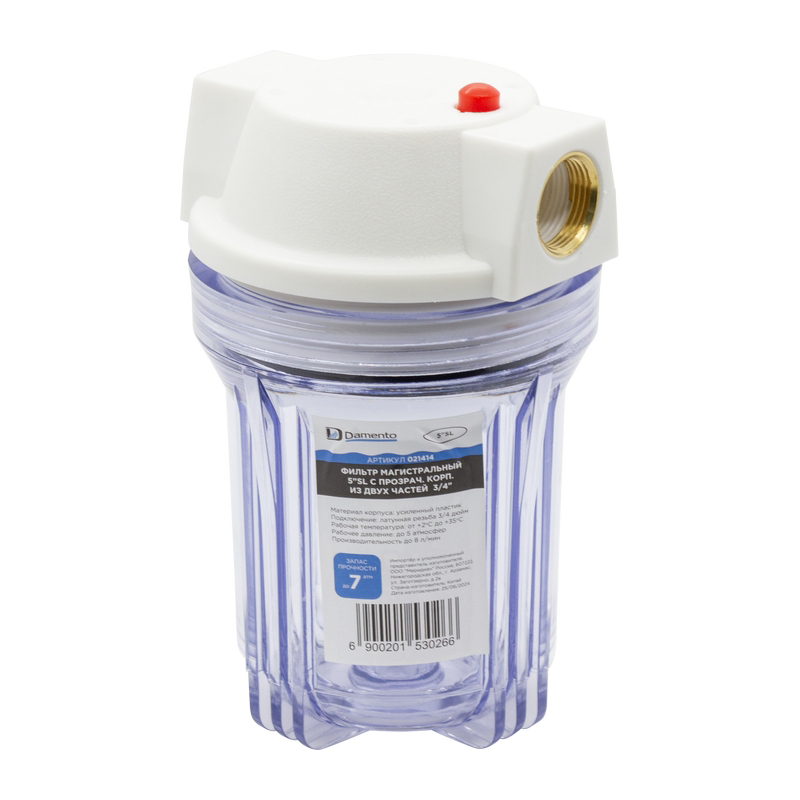  Фильтр магистральный Damento 5"SL с прозрач. корп. из двух частей  3/4" (1/12)