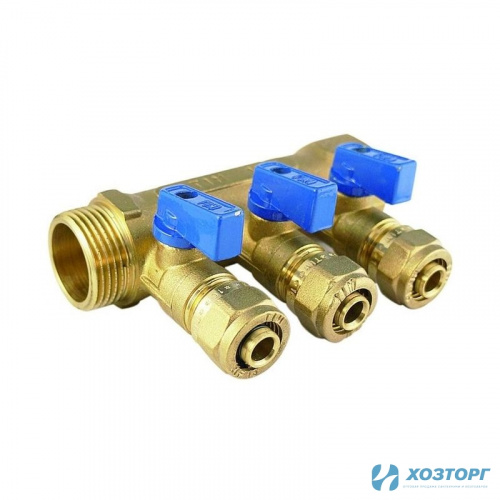 Коллектор с кранами 3/4" на 16 на 3 крана TIM 200-3/4(3) (1/9)