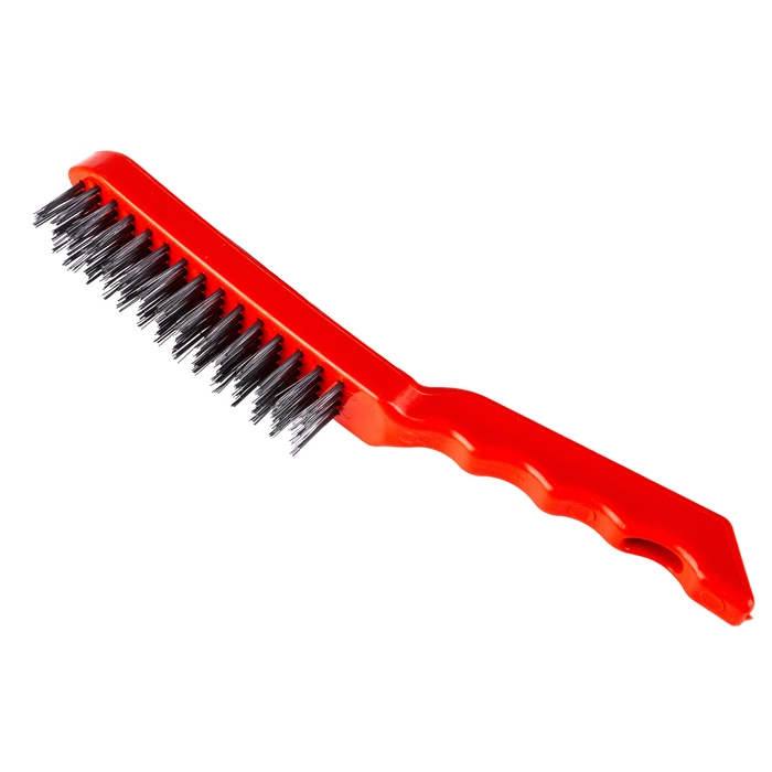 Щетка металлическая СИЛАЧ с пластиковой ручкой 4-х рядная (12/120)