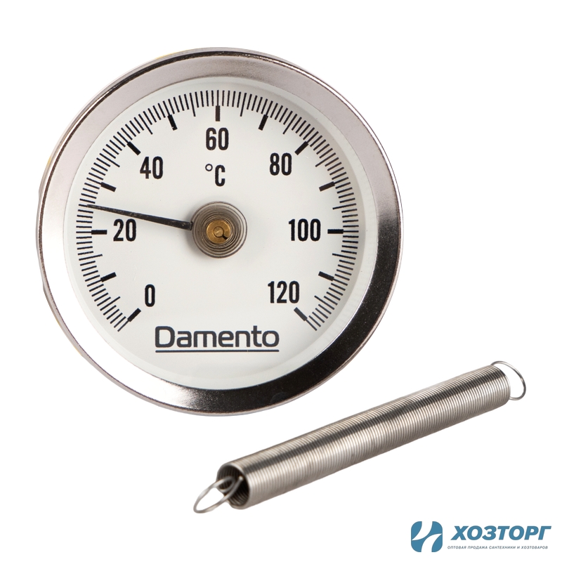 Термометр биметаллический накладной с пружиной 65 мм, 0-120 С, D63 мм Damento Clima (1/100)
