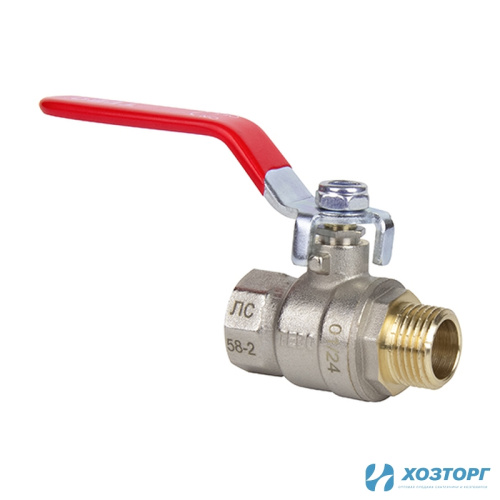 Кран шаровой полный проход TEBO 1/2" В-Н ручка гайка-штуцер T-КШ.202.12.КР.CN (8/64)