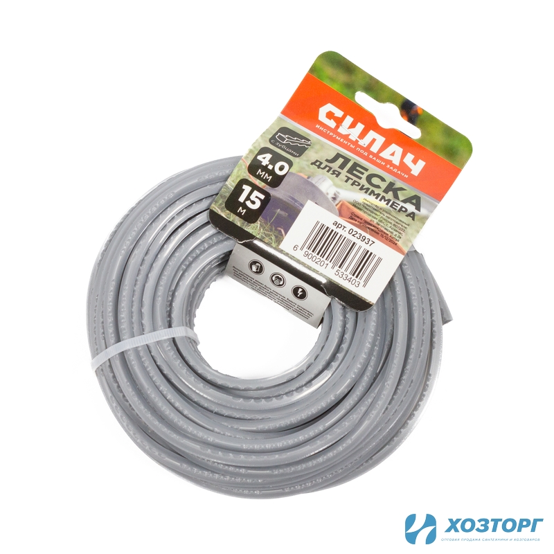 Леска СИЛАЧ 4,0 мм зубья пилы , серый,15 метров (5/120)