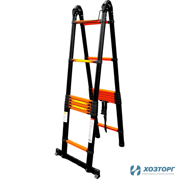 Телескопическая стремянка-лестница из стали  ПОЛЕСАД Стандарт 6,6 м,16 ступеней, нагрузка до 150 кг. (1/1)