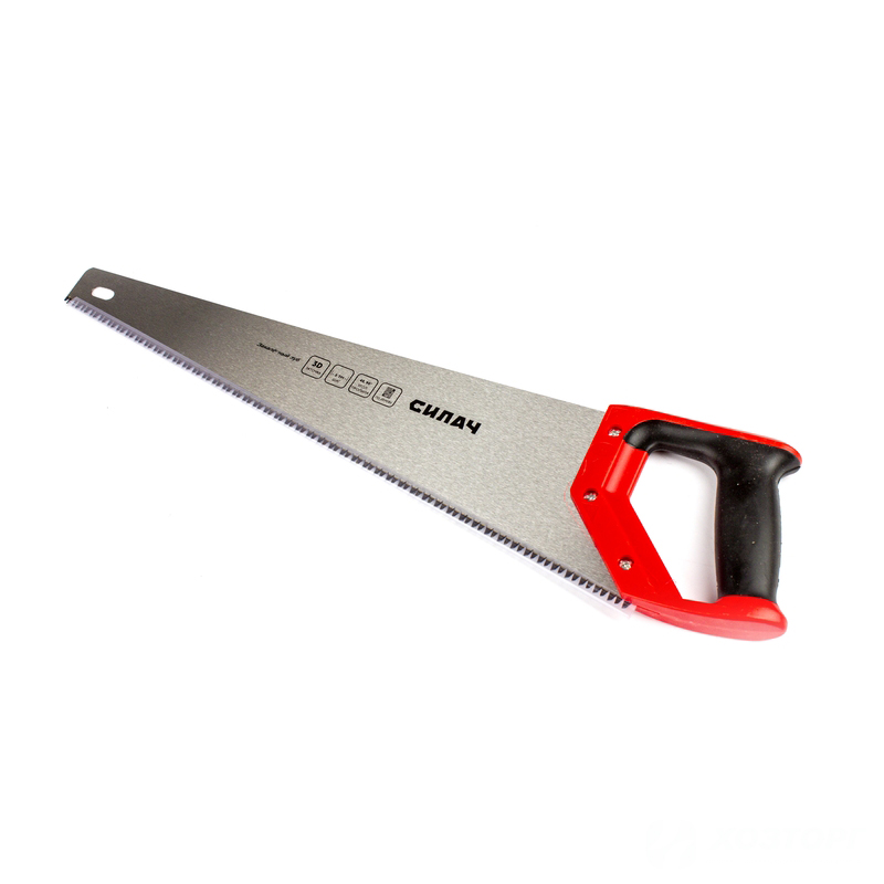  Ножовка по дереву 500мм,  5 TPI, крупный калёный зуб, быстрый рез поперек волокон, 3D-заточка, 2х комп рук-ка СИЛАЧ (12/48)