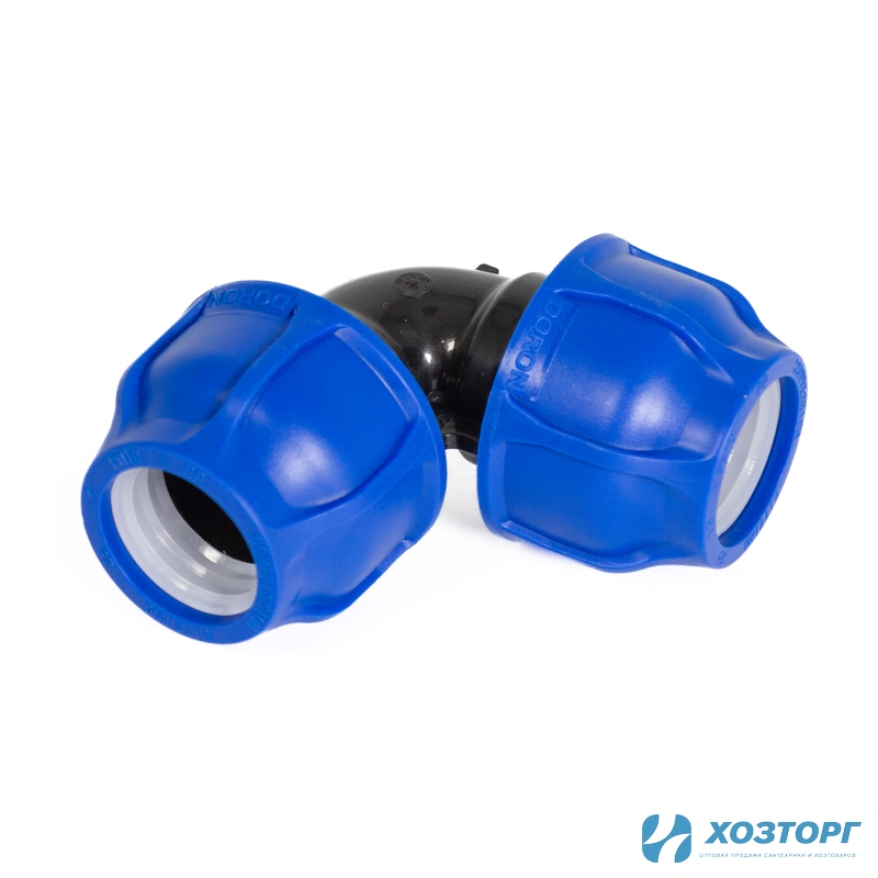 Отвод соединительный компрессионный 25х90 ПНД DORON (10/240)