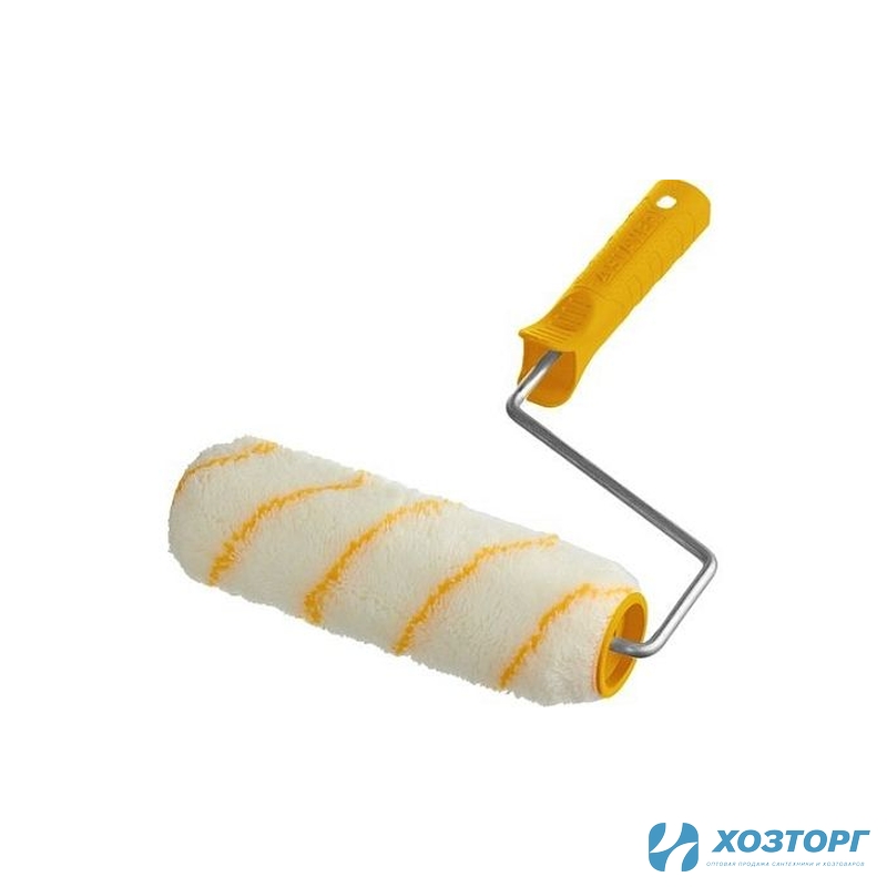 Валик "Гирпаинт" 180 мм, d 42 мм, бюгель 6 мм, ворс 10 мм, белый с желтой полосой Bohrer 85800186 (1/50)