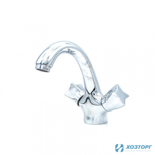 Смеситель  д/умывальника DORON DL 1501-N, 1/2 керамика, хром, излив короткий, п/г (1/10)