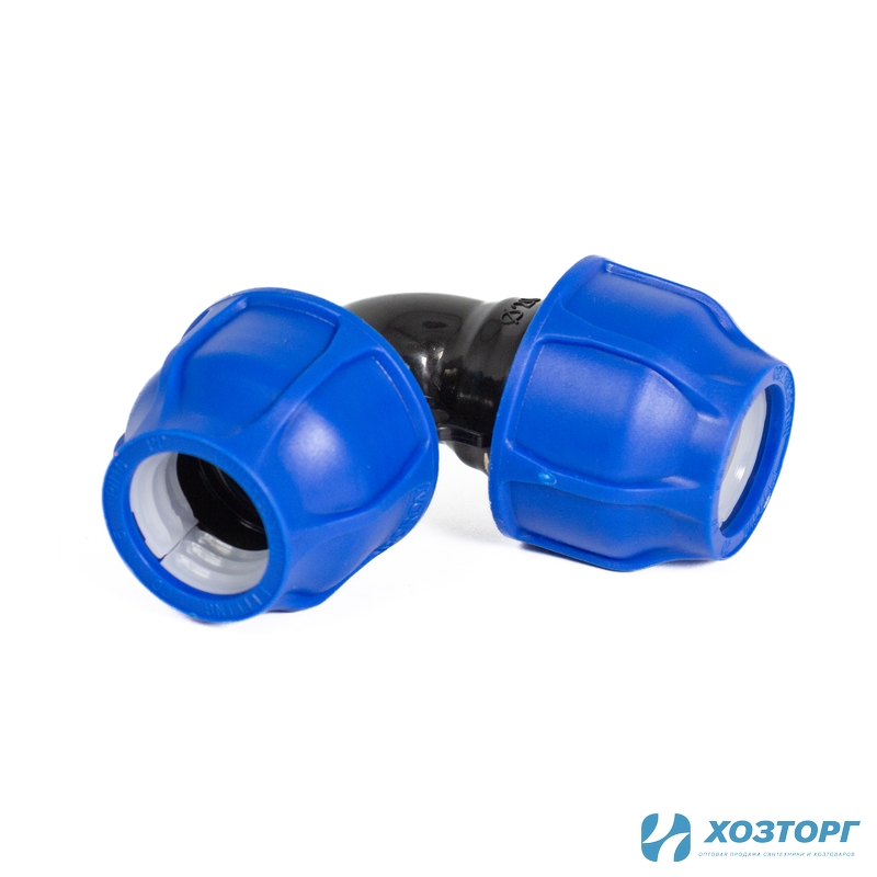 Отвод соединительный компрессионный 20х90 ПНД DORON (15/375)