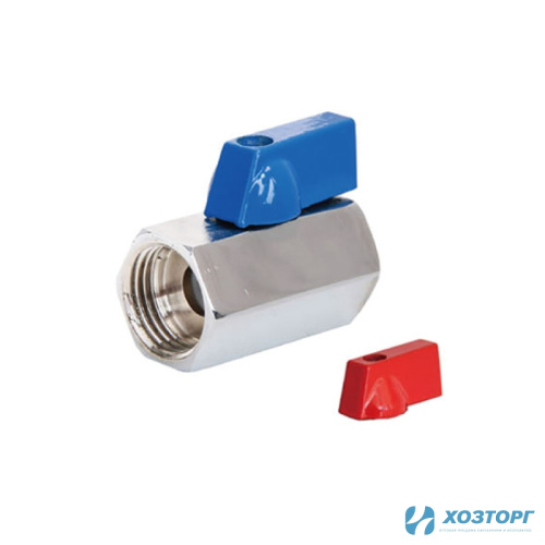 Кран шаровой мини TIM  1/2" В-В ручка гайка-гайка DE22FF (10/200)