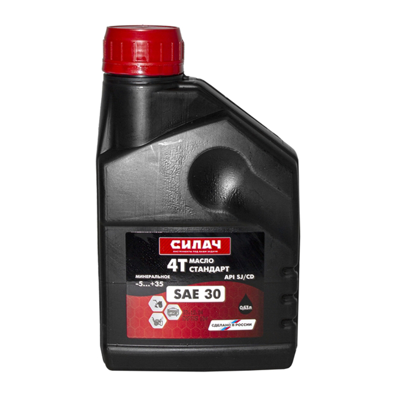 Масло четырехтактное минеральное  СИЛАЧ СТАНДАРТ 4Т SAE 30 API SJ/CD, 0,63 литра (1/20)