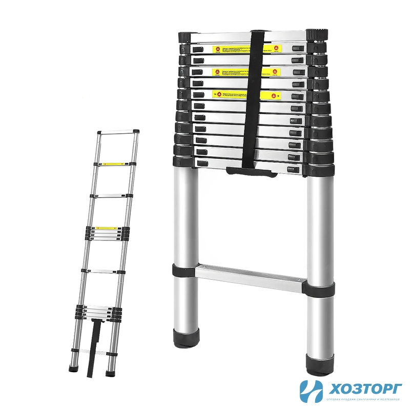 Телескопическая лестница GRASSMAN 3,8 м, масса 9,5 кг, нагрузка до 150 кг,13 ступеней (1/40)