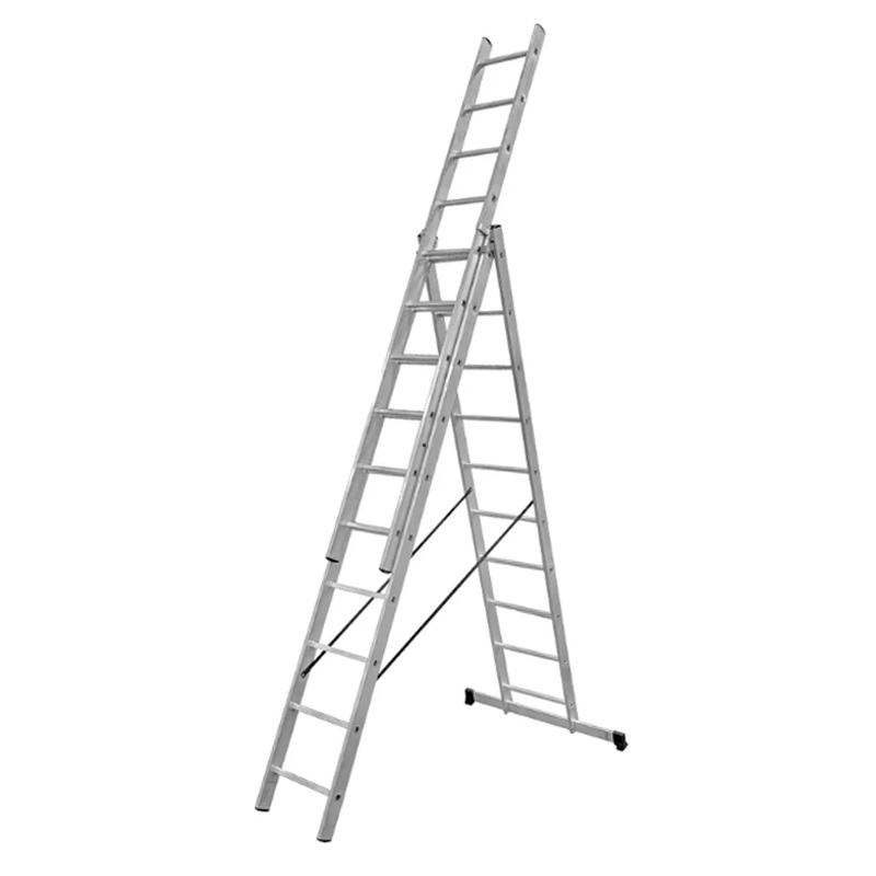 Лестница алюминиевая трёхсекционная 10 ступеней,  СИЛАЧ 3*10, 2,85/4,87/6,87 м (1/1)
