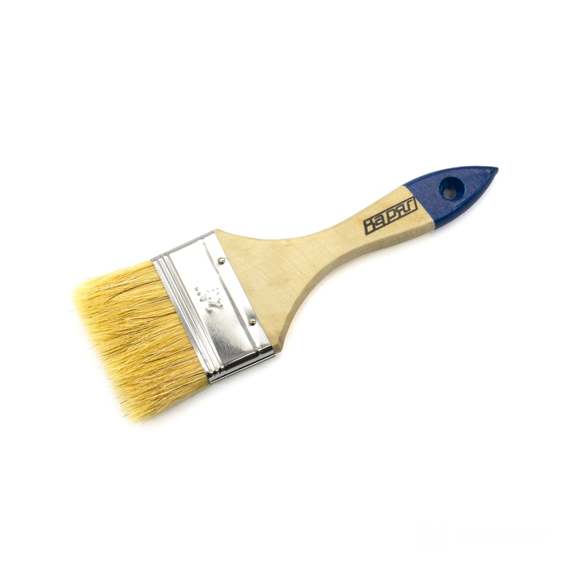    Кисть плоская  63 мм (2,5")  "Стандарт" с деревянной ручкой, искусственная щетина ВАРЯГ (6/480)