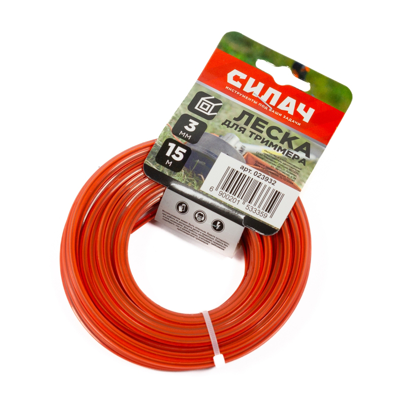 Леска СИЛАЧ 3,0 мм квадрат с сердечн ,оранж,15 метров (5/200)