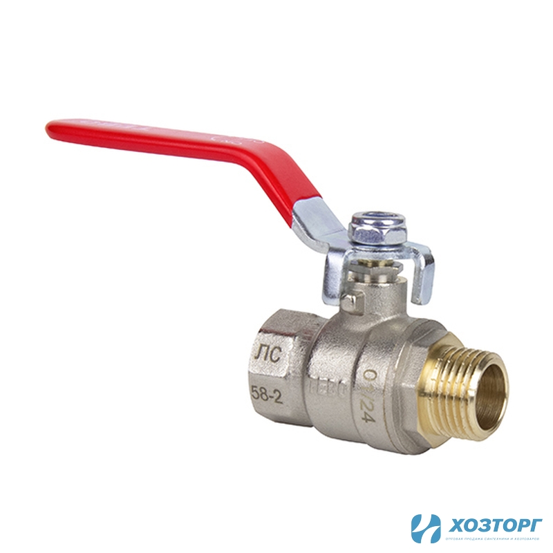 Кран шаровой полный проход TEBO 1" В-Н ручка гайка-штуцер T-КШ.202.1.КР.CN (4/32)