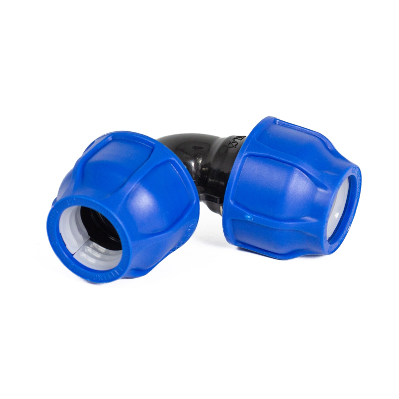 Отвод соединительный компрессионный 20х90 ПНД DORON (15/375)