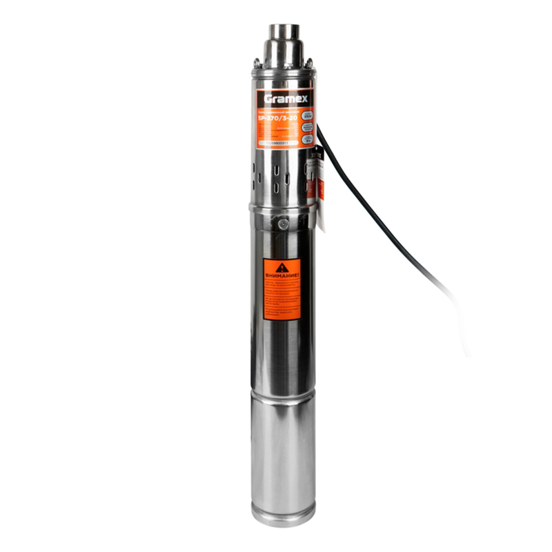 Винтовой скважинный насос  GRAMEX SP-370/3-20, 370 Вт, ⌀75мм, напор 77 м, подключение 1" кабель 20 м (1/110)