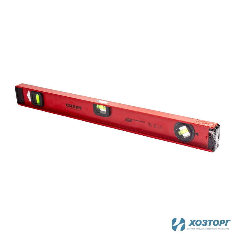 Уровень  600мм, строительный усиленный, с поворотным глазком, СИЛАЧ РЕЛЬС (1/60)