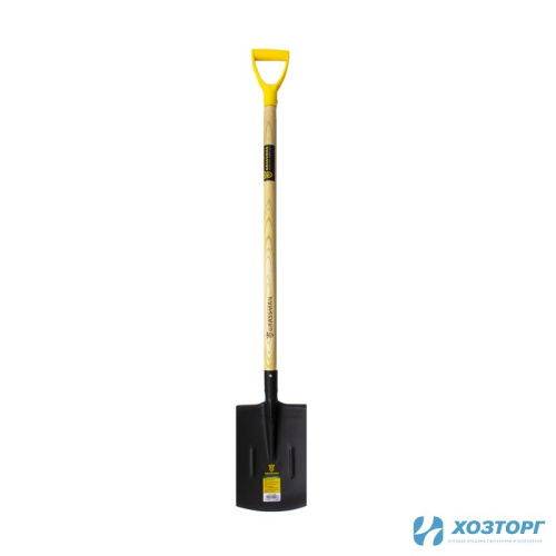 Лопата штыковая прямоугольная с деревянным черенком 960 мм GRASSMAN G-115564 (12/12)