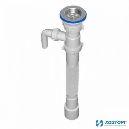 Сифон гофрированный 1 1/2" чашка Ø70мм, отвод ДСМА, выпуск Ø40/50мм АНИ G108 (1/50)