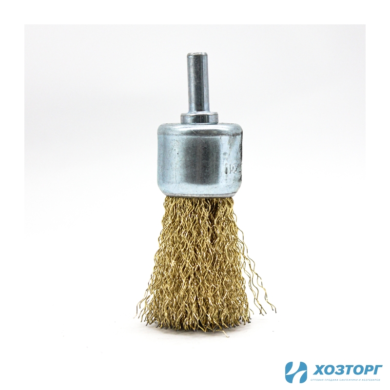 Щетка для дрели СИЛАЧ  25мм, кистевая, волнистая, стальная латунированная проволока 0,3мм (1/200)