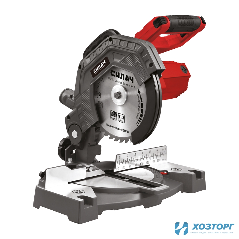 Пила торцовочная СИЛАЧ ПТ-210.1400 (1400Вт, 210/20мм, 4800 об/мин, угол поворот45/наклон45) (1/24)