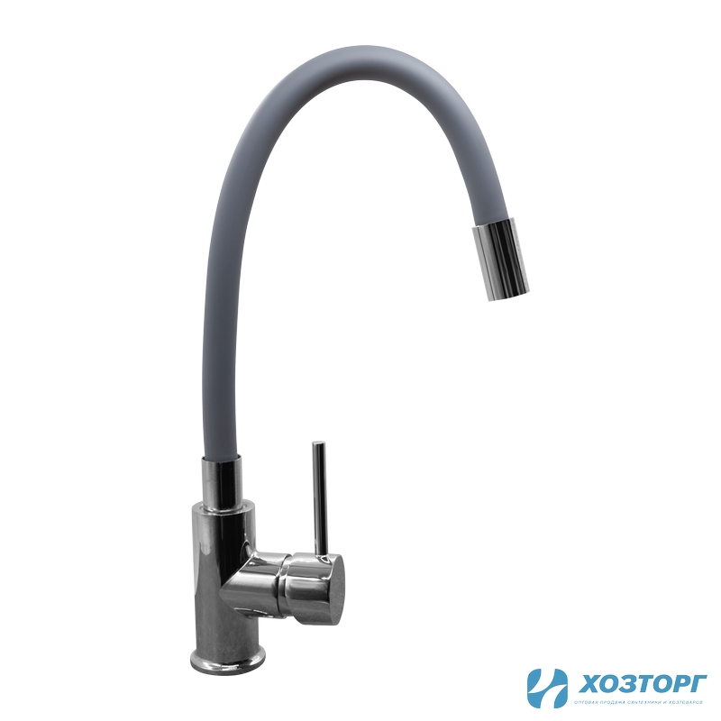 Смеситель  д/кухни DORON DC 2658GREY-N, шаровый,серый, излив гибкий силиконовый, п/г (1/10)