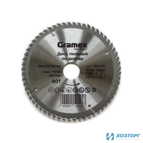 Диск пильный по дереву 180*30/20*60Т GRAMEX (1/50)