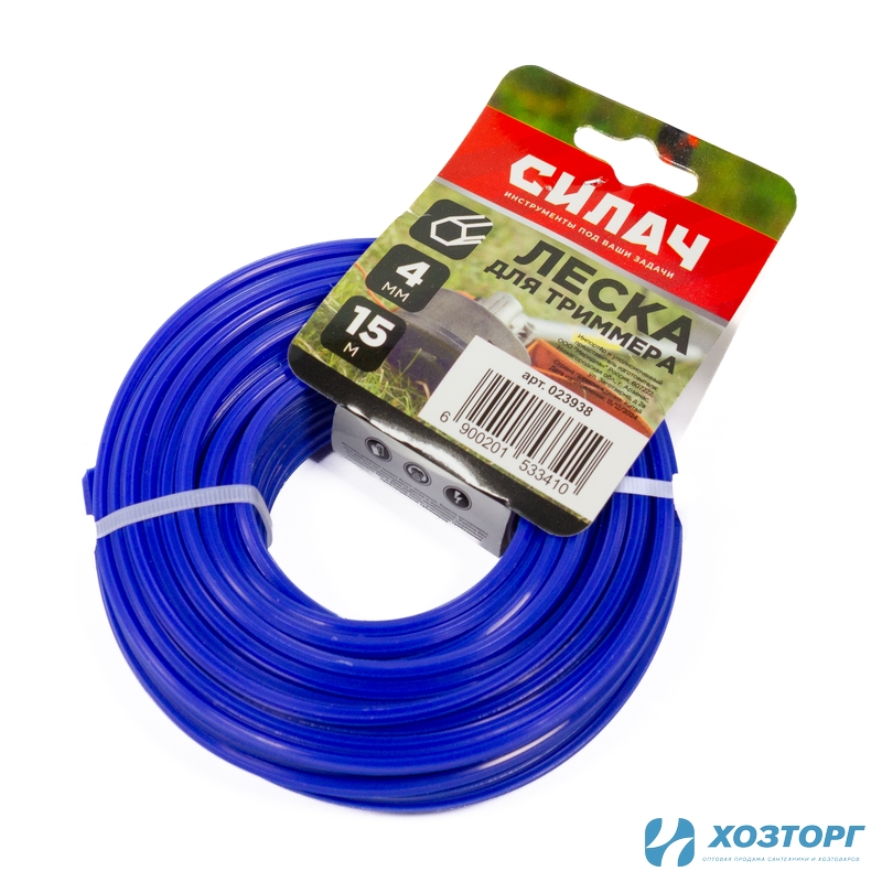 Леска СИЛАЧ 4,0 мм шестигранник , голубой ,15 метров (5/120)