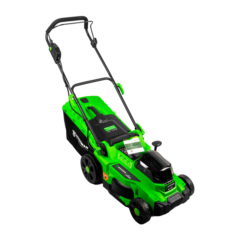 Газонокосилка аккумуляторная бесщеточная GRASSMAN BL-437, 21+21V, 2 акб ,4А/ч,ширина 37см, травосбор. 35л ,высота скашивания 25-75 мм (1/12)