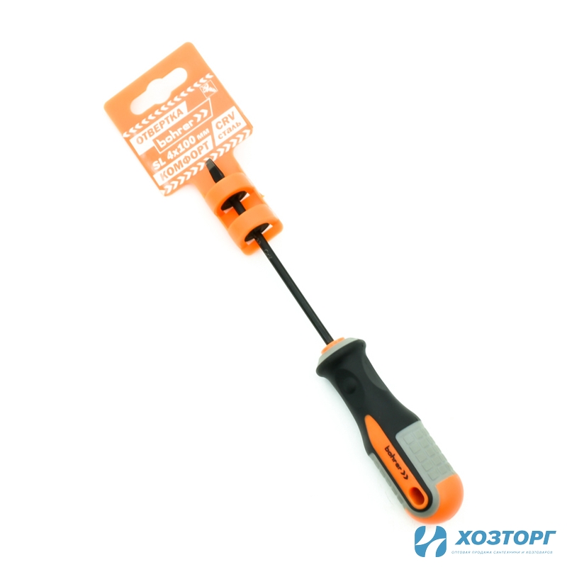 Отвёртка SL 4х100 мм, магнитная, сталь CrV, трехкомпонентная рукоятка Bohrer Комфорт 42134100 (1/12)