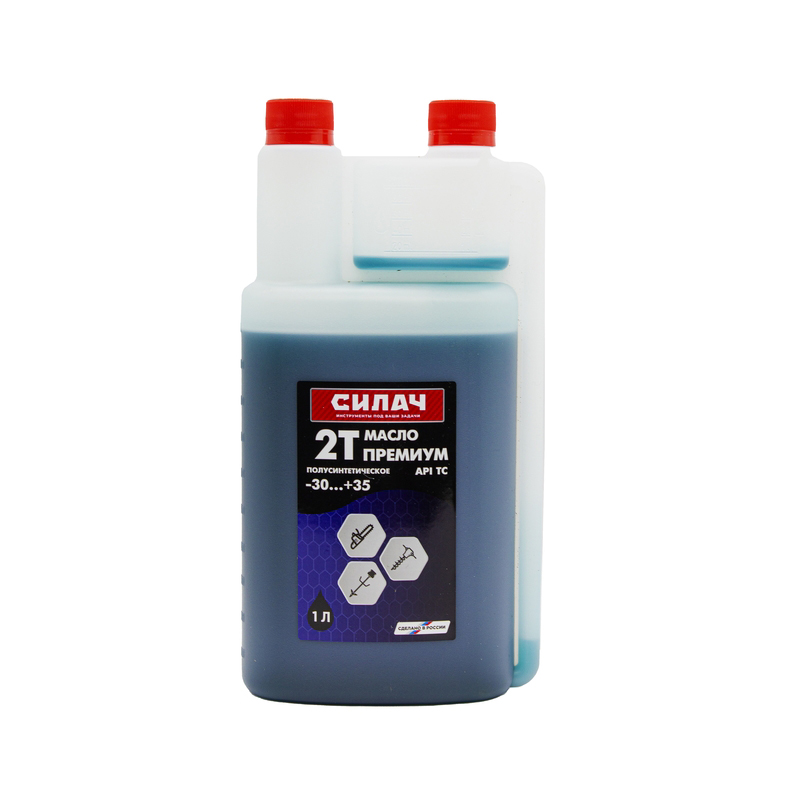Масло двухтактное полусинтетическое  СИЛАЧ ПРЕМИУМ  2Т API TC,1 литр,  с дозатором (1/9)
