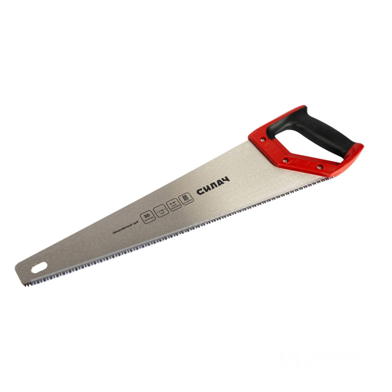  Ножовка по дереву 450мм,  7 TPI, универсальная, средний калёный зуб, 3D-заточка, 2х комп рук-ка СИЛАЧ (12/48)