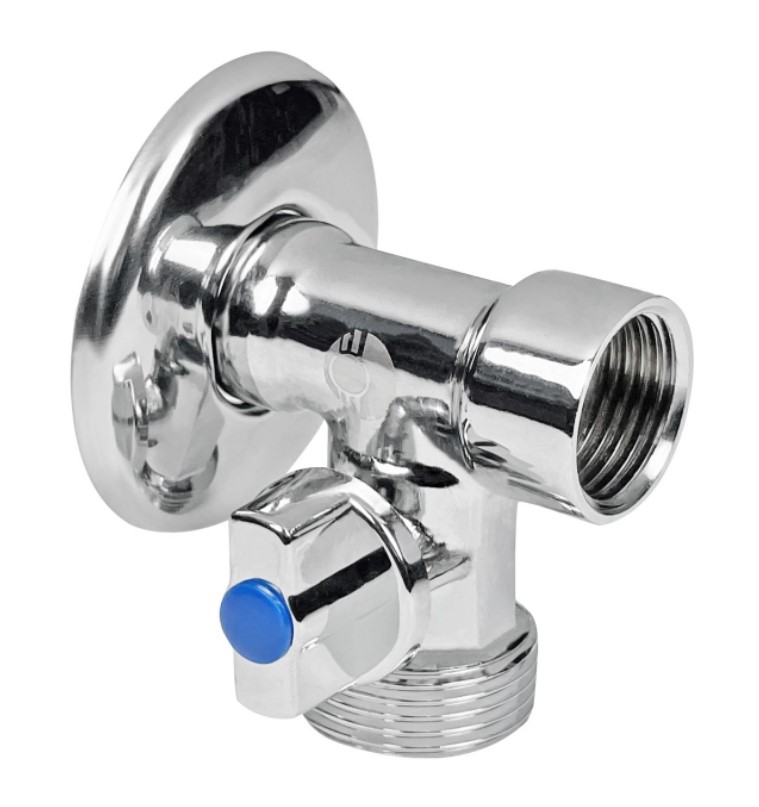 Кран 3-х проходной шаровой 1/2г х 1/2ш х 3/4ш ДСМА (10/100)