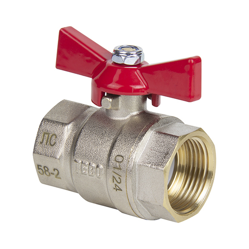 Кран шаровой полный проход TEBO 1/2" В-В бабочка гайка-гайка T-КШ.101.12.КБ.CN (16/128)