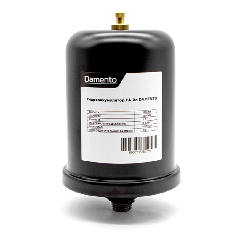 Гидроаккумулятор DAMENTO ГА-2 л, вертикальный, металлический корпус (1/20)