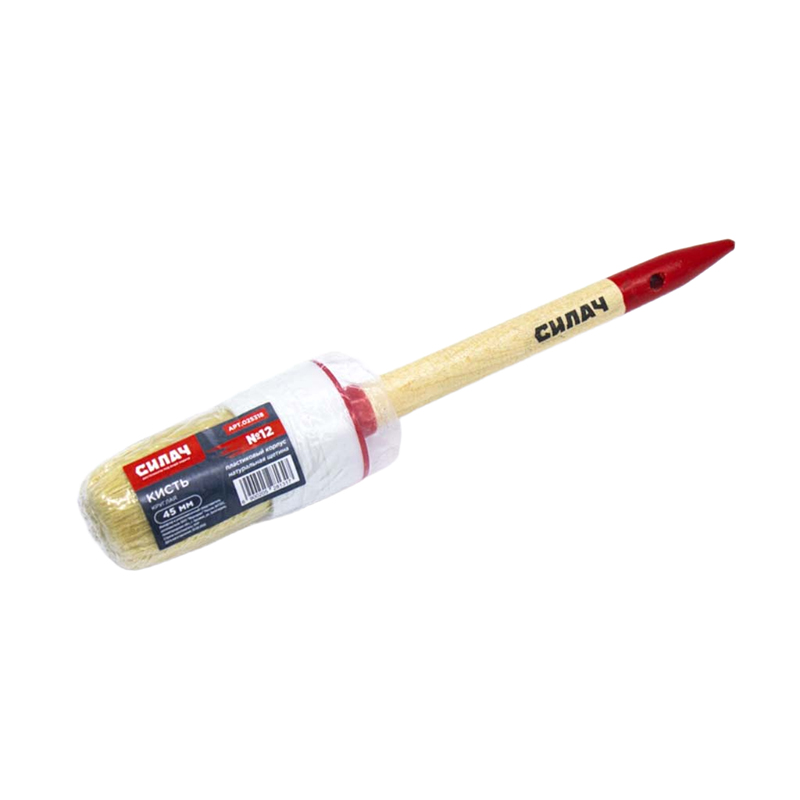 Кисть круглая 45 мм, СИЛАЧ натуральная, щетина в пласт. корпусе №12 (12/240)