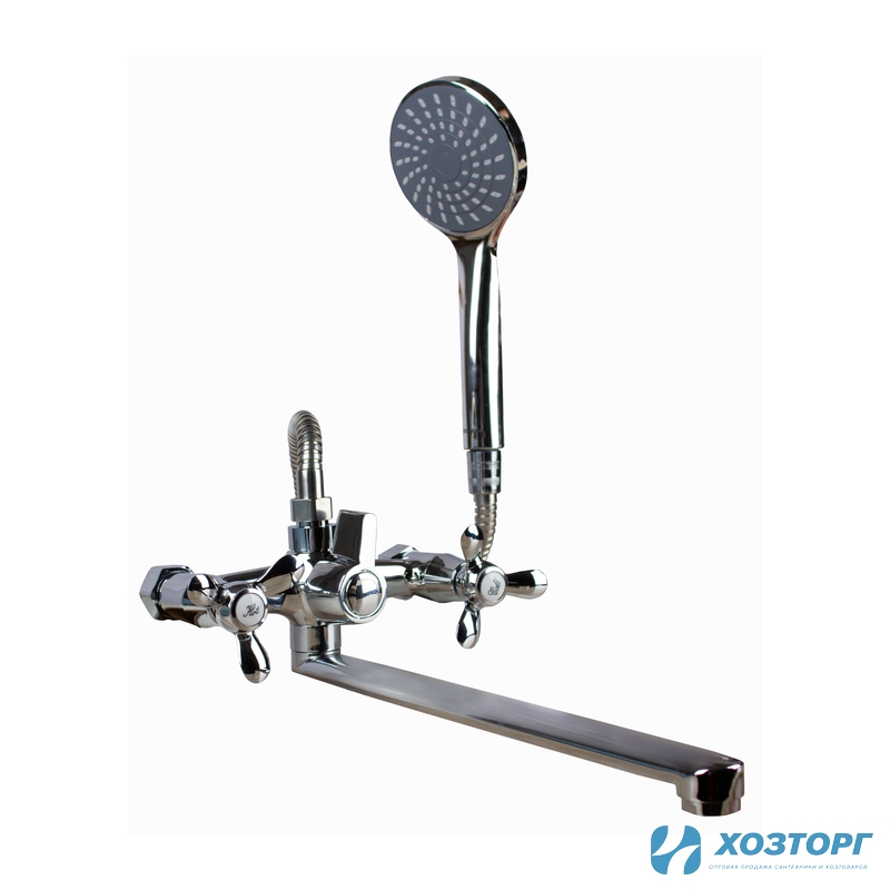 Смеситель  д/ванны DORON DВ 1317-35L, 1/2 керамика, хром, излив 350 мм, лейка 1 режим (1/10)