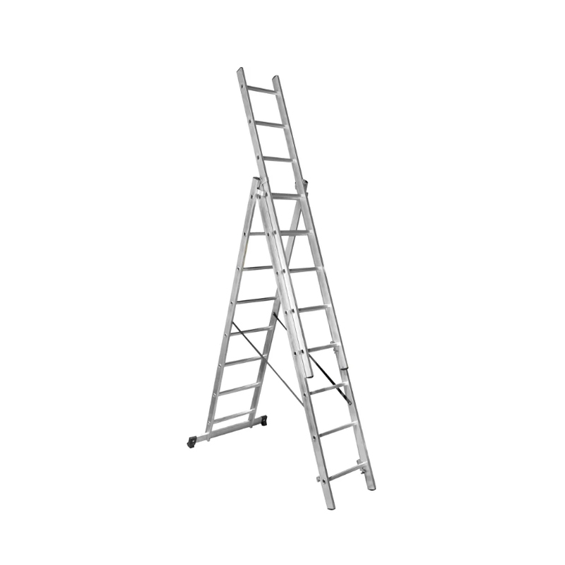 Лестница алюминиевая трёхсекционная 8 ступеней,  СИЛАЧ 3*8, 2,29/3,75/5,17 м (1/1)