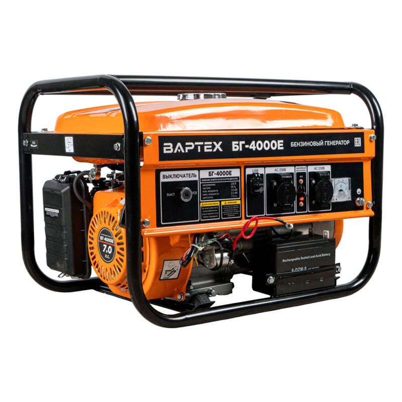 Генератор бензиновый ВАРТЕХ БГ-4000E 3,5кВт,бак15л,руч/электро старт,4Т/АИ-92/360г/кВт*ч+2*USB (1/6)