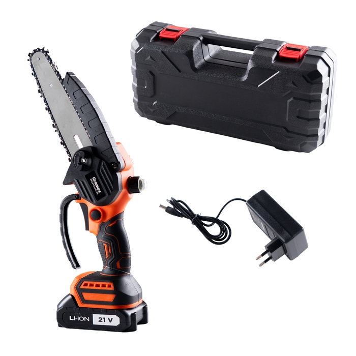 Пила цепная аккумуляторная GRAMEX HHT-2 FIT, 21 Вольт ,2,0 А/ч,1 акб, шина 150мм/6", кейс (1/90)