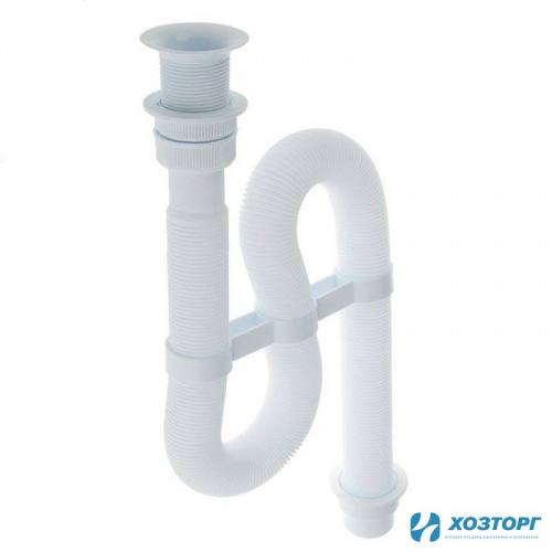 Сифон гофрированный 1 1/4" чашка Ø63мм, выпуск Ø40/50мм удлиненный VIR 30980313 (1/12)