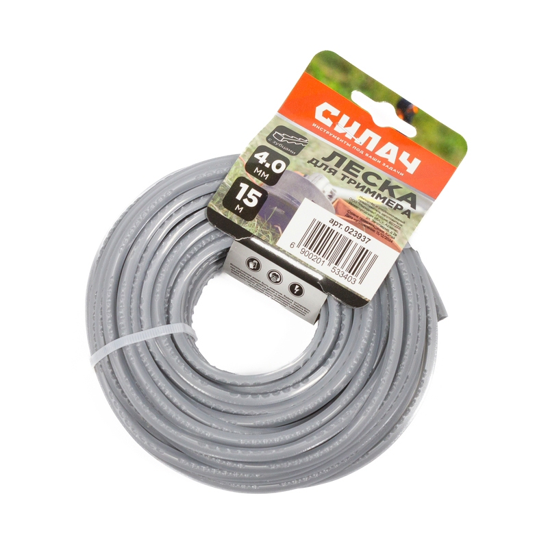 Леска СИЛАЧ 4,0 мм зубья пилы , серый,15 метров (5/120)
