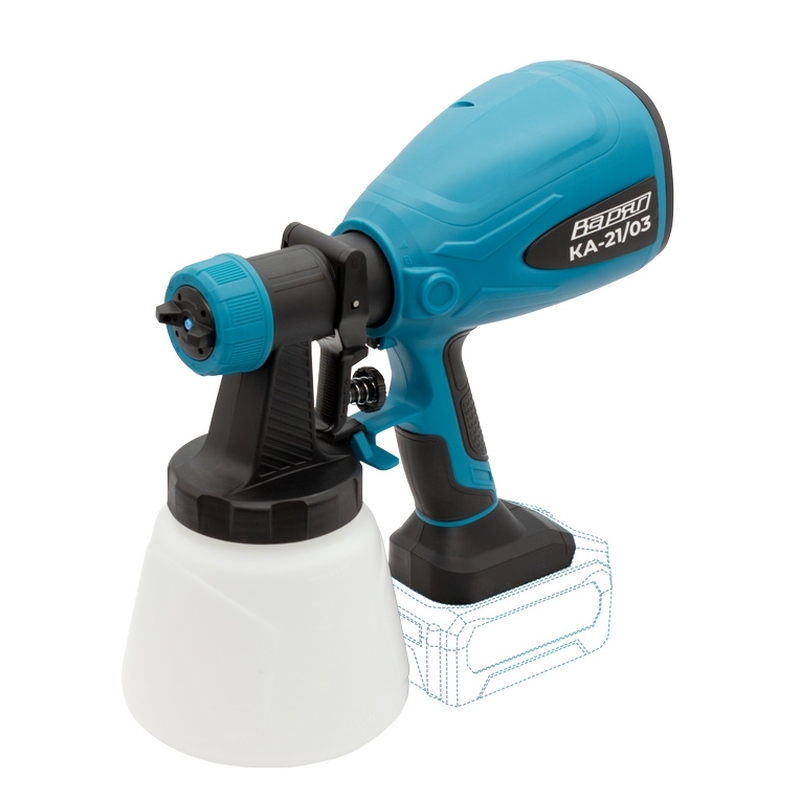  Краскопульт аккумуляторный ВАРЯГ КА-21/03 (21В, 750мл/мин, 0,8л) картон, без АКБ, без ЗУ (1/6)