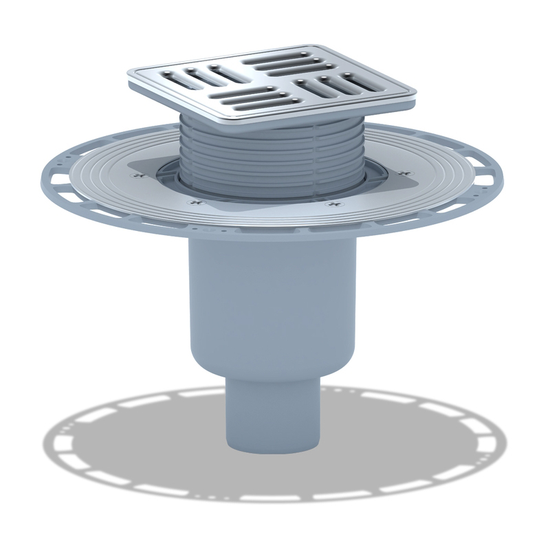 Трап вертикальный выпуск 50 мм, регулируемый, решетка нерж.  120х120мм, комбинированный затвор АНИ THZ5714M (1/1)
