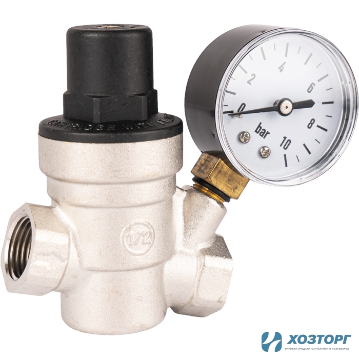 Регулятор давления мембранный 1-7 Бар 1/2" В-В с манометром 10 Бар Damento Clima (1/40)